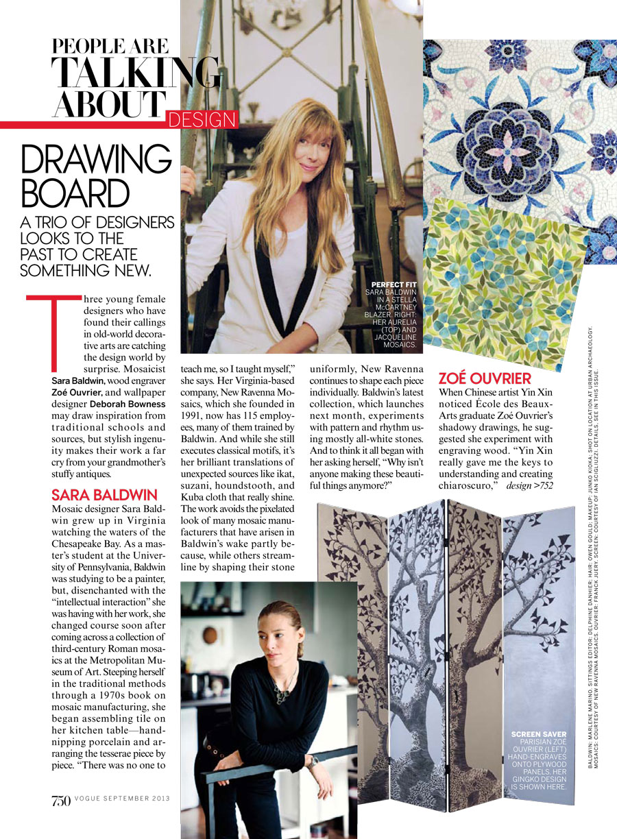 New Ravenna Mosaics Founder Sara Baldwin in Vogue September 2013